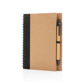 Cuaderno de espiral kraft con bolígrafo promocional